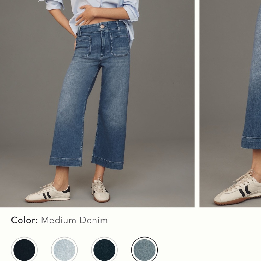 Anthropologie Maeve Medium Denim Flare Wide Leg Jeans